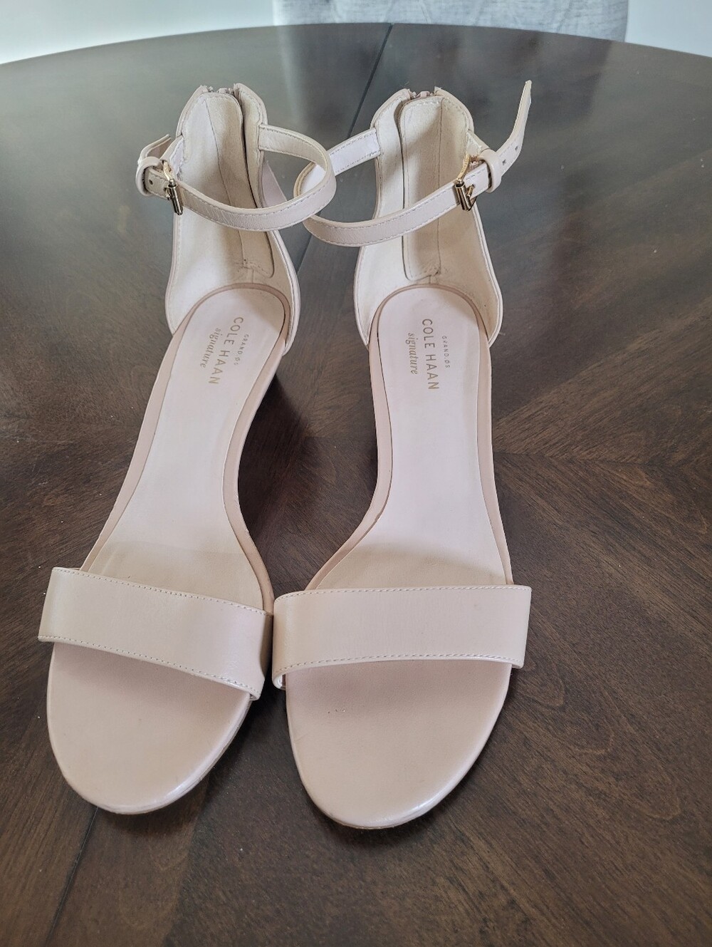 Cole Haan Signaturw Blush Beige Ankle-Strap Heeled Sandals.  Size 7